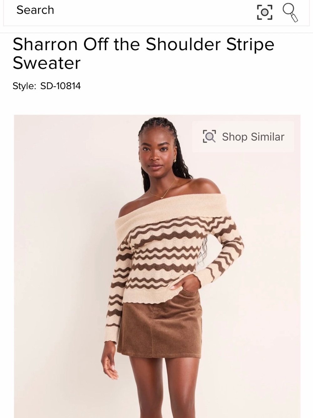 Francesca's Cowl Neck Chevron Sweater Cream Brown Sz M B